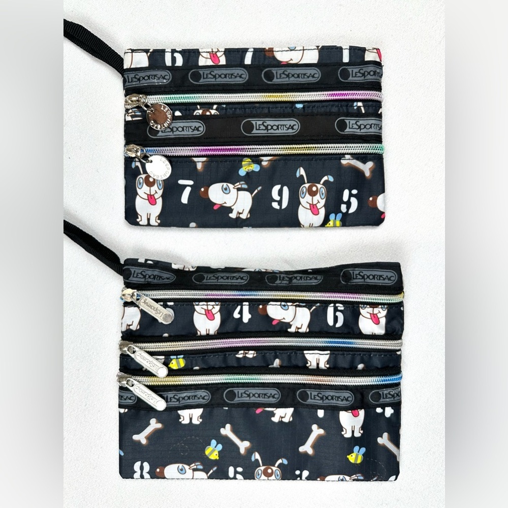 Le Sport Sac Tokidoki Dog Print Cosmetic 2 & 3 Zipper Pouch Set